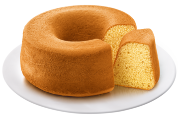 prato com bolo de baunilha isolado em fundo transparente