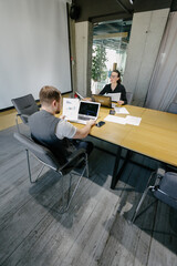 Office workers working together