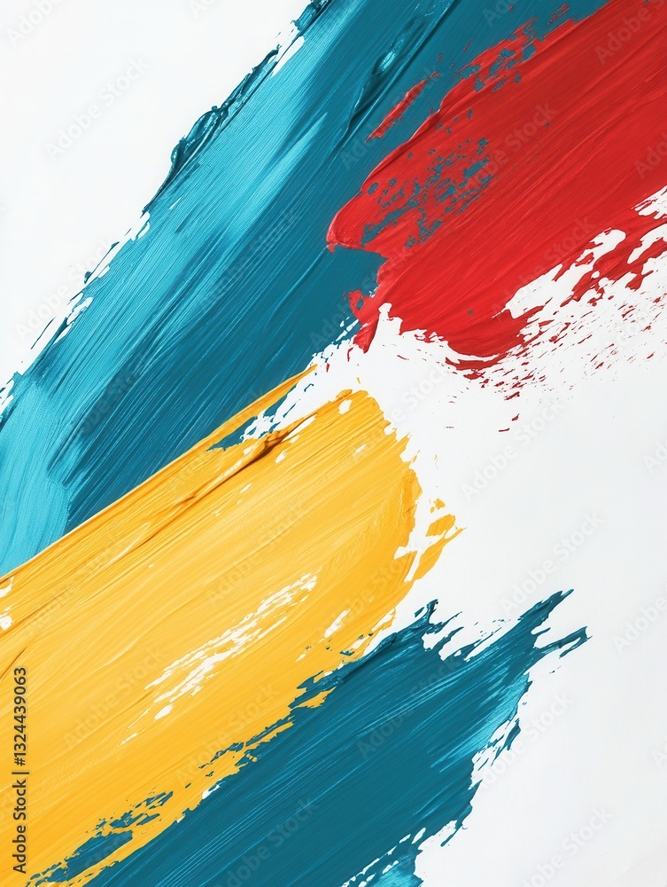 Poster bold abstract background with teal, yellow, and red paint strokes creates an inspiring artistic vibe