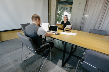 Office workers working together