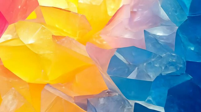 Vibrant crystals transitioning from cool to warm tones in closeup view