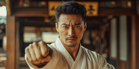 Martial arts training dojo action photography traditional setting close-up focused intensity