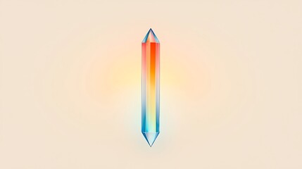 Crystal Prism for Light Beam, Beige Background.