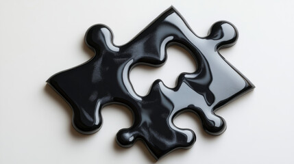 Fototapeta premium Abstract isolated puzzle on white background. Network or teamwork symbol composed of polygons. Low poly vector illustration. Black wireframe piece of puzzle.