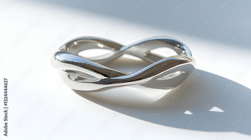 Poster a captivating image of a sleek silver ring, showcasing its unique modern design and polished finish.