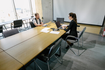 office workers doing brainstorming