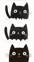 A wide group of small black cats in white fluffy clouds, the concept of Nurturing, Caring, and Protection.