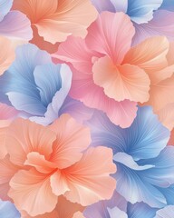 Pastel Floral Pattern of Blooming Flowers, Elegant Pastel Color Palette, Artistic Nature Design