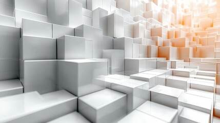 Obraz premium Abstract White and Orange Cubes 3D Render