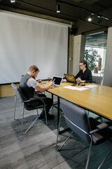 office workers doing brainstorming