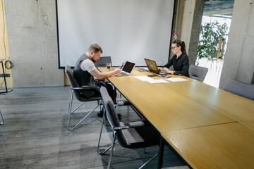 office workers doing brainstorming