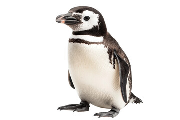 Obraz premium Penguin standing upright with a curious expression, cut out