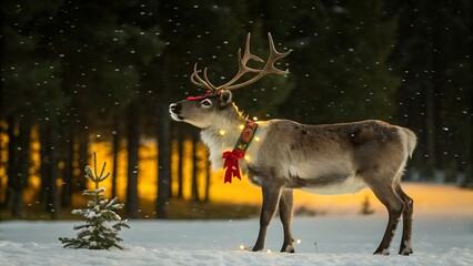 Fototapeta premium reindeer with christmas decorations