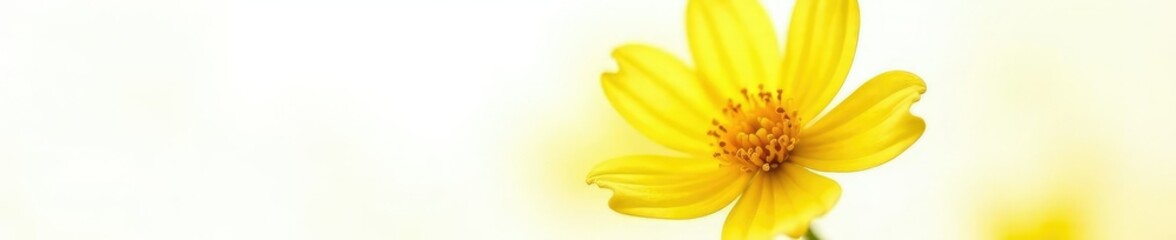 Delicate yellow flower with intricate details on a white background, sunny, delicate, isolate