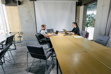 office workers doing brainstorming