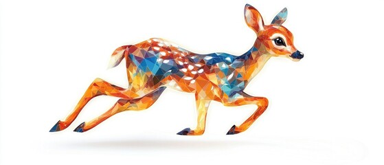A colorful watercolor illustration of a deer running, showcasing vibrant hues and a playful, dynamic pose.