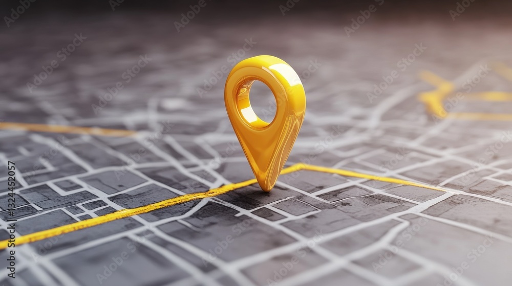 Poster 3d illustration. map pointer on grey background. location concept.