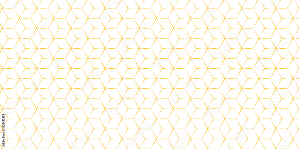 Poster Vector gold line gradient science web tech connection triangle diamond honeycomb hexagon art. Seamless hexagon square cube geometric pattern shapes grid metal element texture design.