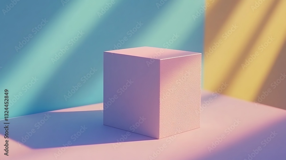 Aufkleber pastel cube stage with shifting light and shadow display backdrop