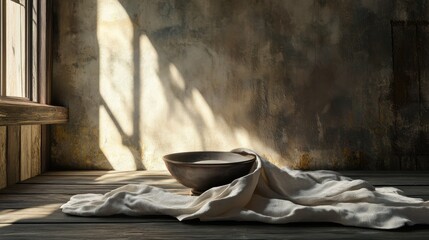 Maundy Thursday Scene with Bowl and Linen Cloth