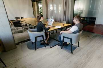 office workers doing brainstorming