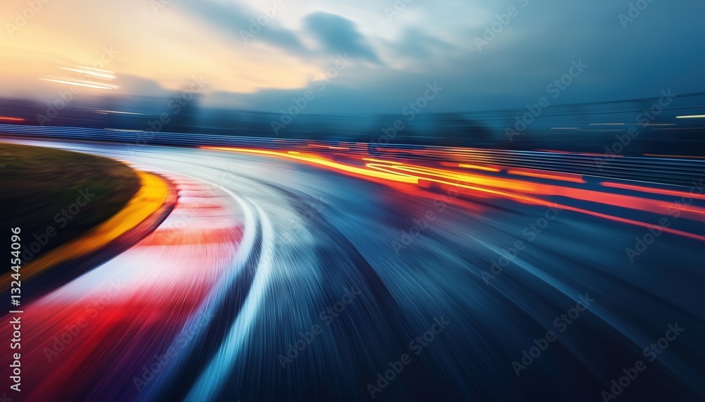Aufkleber blurred track with a chilly atmosphere: capturing the motion on the racetrack with a cold and moody 