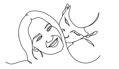 couple, line art, love, continuous, woman, poster, graphic, vector, silhouette, vignetting, face, art, design, female, contour, line, illustration, print, abstract, card, digital, outline, banner, iso