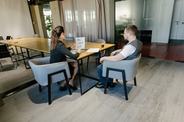 Office workers planning their job