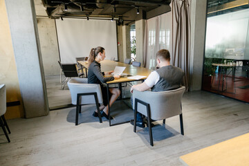 office workers doing brainstorming