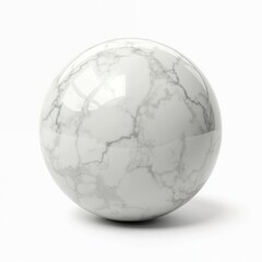 3D marble ball clip art with stone rock texture. Round sphere, circle. Granite, global, glossy, bright color, detailed abstract design element. Isolated on white, shiny sphere. Clean light modern