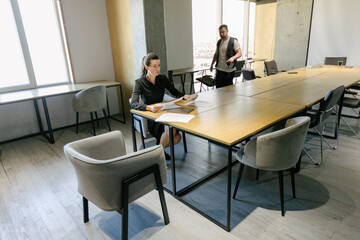 Office workers planning their job