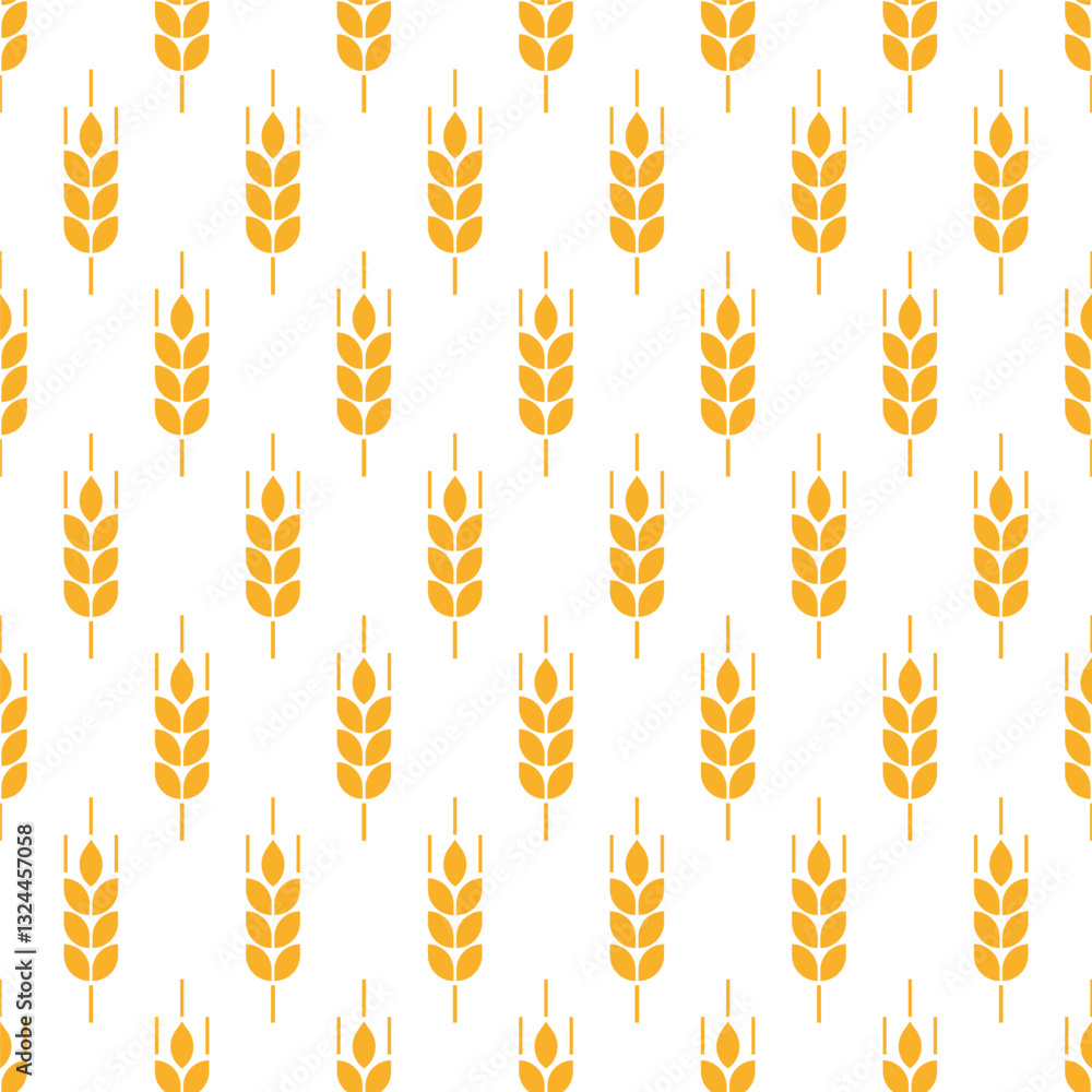 Poster wheat seamless pattern. repeating grain wheats on white background. repeated flour patterns. spike c