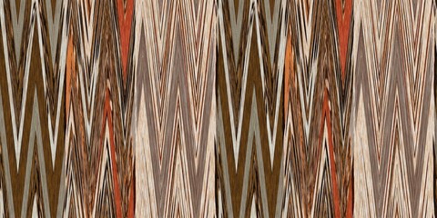 Warm earth tones ikat stripe seamless border pattern. Woven fabric effect autumnal ribbon edge in brown ombre background trim. Space dyed tapestry trend banner