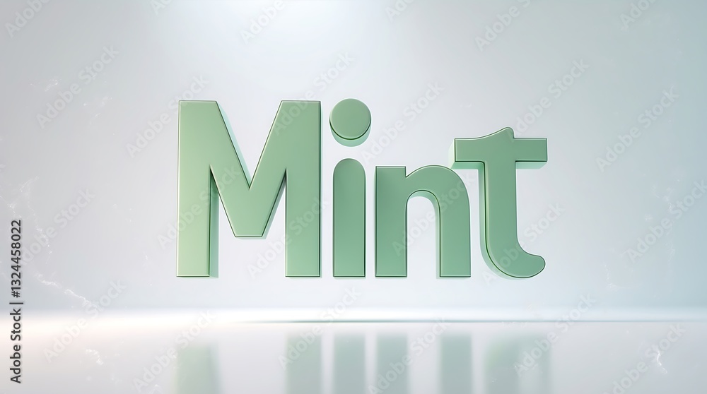 Poster mint lettering highlighted in a smooth, clean backdrop showcasing modern design concepts