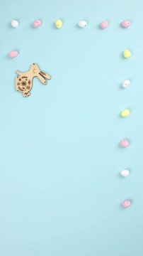 Portrait Easter Eggs and Bunny Hopping Border