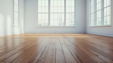 A refined industrial minimalist loft with high ceilings, raw wood flooring, and clean geometric design