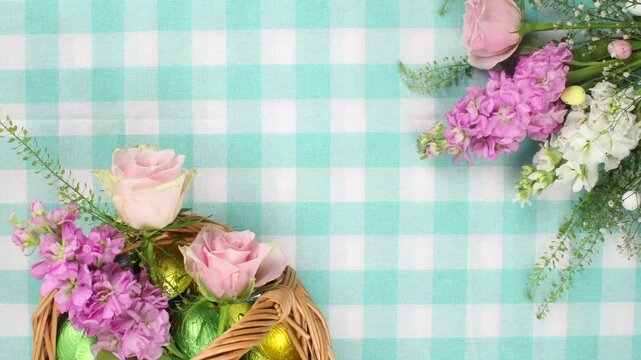 Widescreen Spring Flowers and Easter Eggs Border
