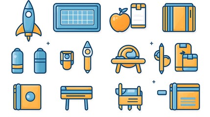 Colorful Back-to-School Supply Icons