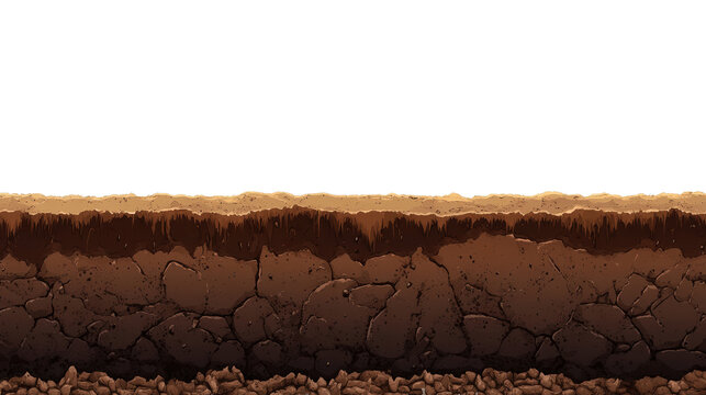 Layers of Earth: Detailed cross-section reveals the intricate layers of earth, from topsoil to underlying strata, offering a glimpse into geological composition.