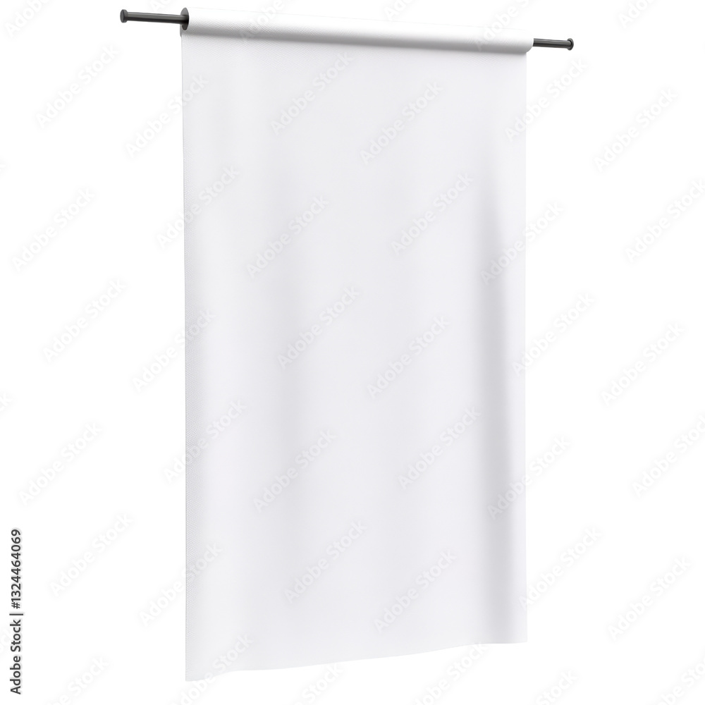 Poster simple white banner hanging on a wall with plain background ideal for text or design space in minima