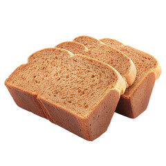 A freshly baked slice of bread with a crispy crust and soft interior perfect for spreading butter or jam isolated on a white background.