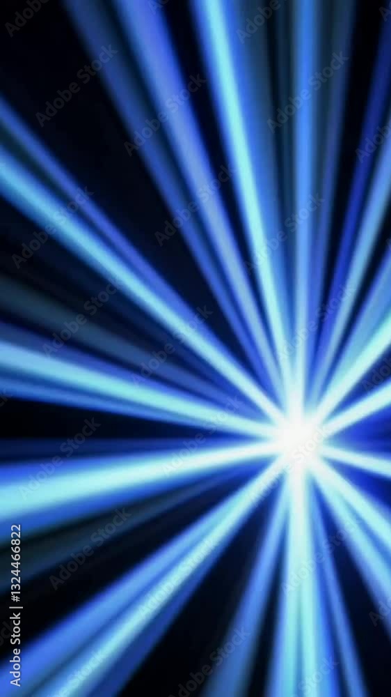 Poster dynamic blue light burst radiating energetic rays with pulsating motion