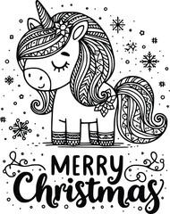 Magical Christmas Unicorn Clipart – Festive Holiday Illustration