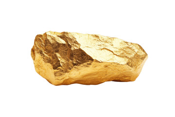 Golden rock with shiny surface and textured edges, cut out