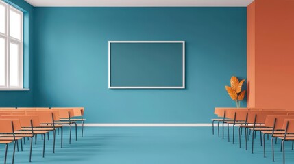 Simplified digital classroom environment with crisp visuals, organized elements, and calm ambiance, Digital Classroom, Minimalist presentation