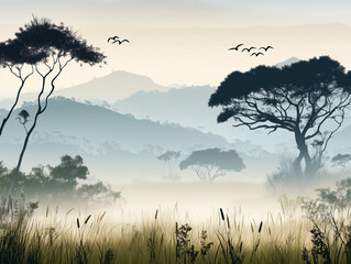 Fototapeta premium Savane africaine en fond