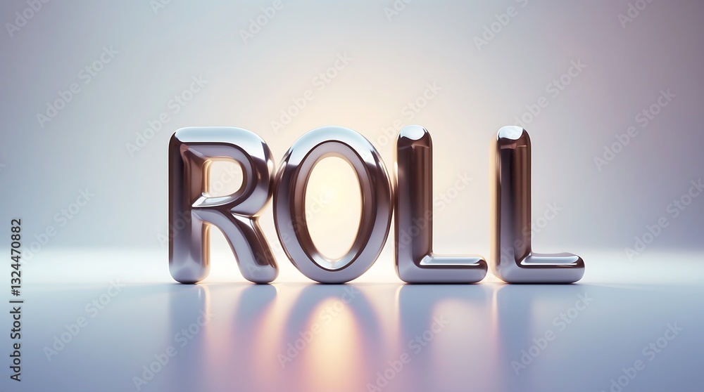 Aufkleber three-dimensional metallic letters spelling out roll illuminated against a soft backdrop