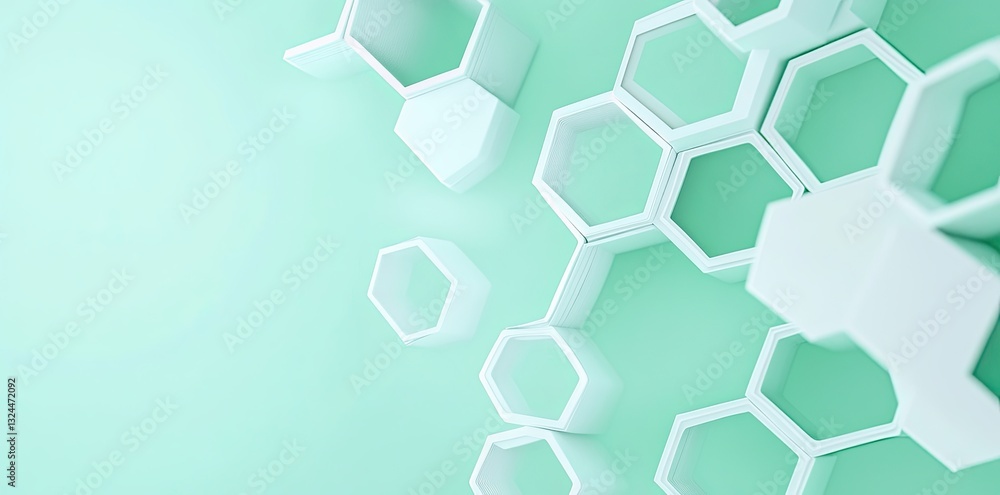 Poster a pattern of connected hexagons on a polished surface