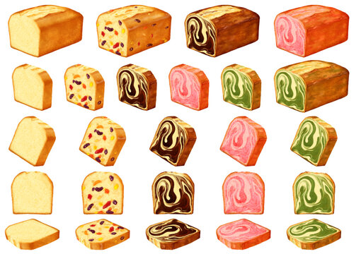 ベクター　パウンドケーキ５種　カット　バリエーション