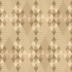 Abstract Geometric Seamless pattern, Modern Triangle Tessellation on a light brown background.